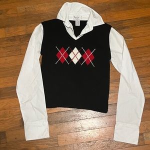 Argyle Mock Layer Sweater